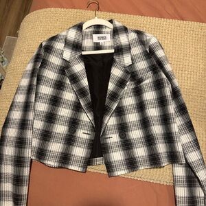 Black and White Plaid Blazer